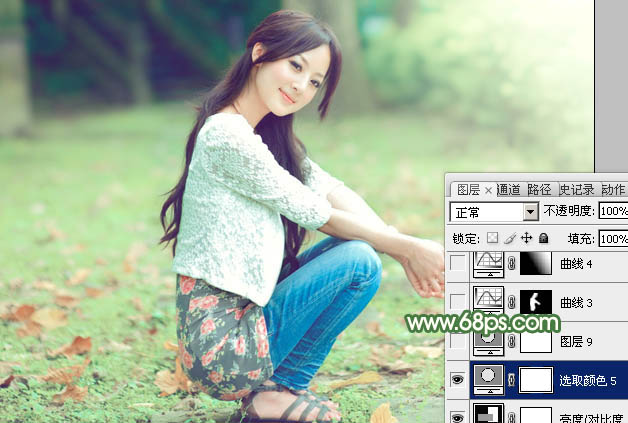 Photoshop调出春季淡绿色外景美女照片 图37