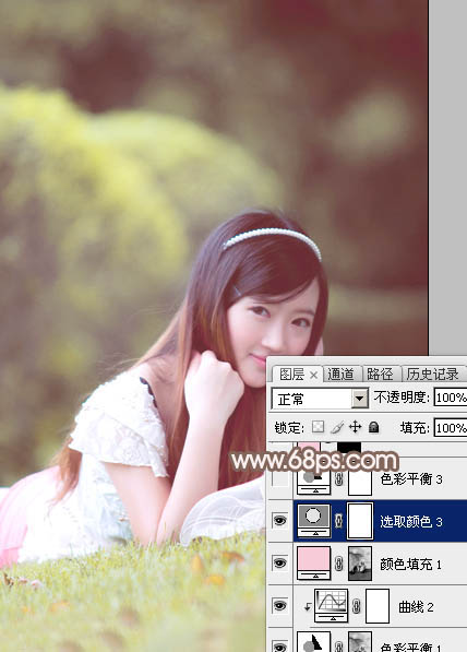 Photoshop调色教程 打造甜美粉褐色外景美女图片 图31