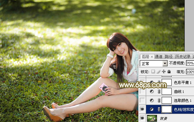 Photoshop图片后期教程 打造甜美暖褐色室外美女图片 图4