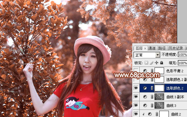 Photoshop打造漂亮的橙红色外景女孩照片 图29