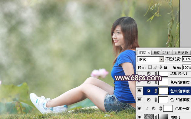 Photoshop调色教程 打造唯美古典黄褐色河边美女图片 图9