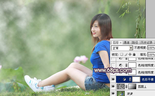 Photoshop调色教程 打造唯美古典黄褐色河边美女图片 图4