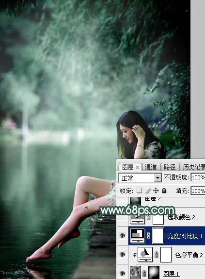 Photoshop打造梦幻青色调水边美女照片 图20