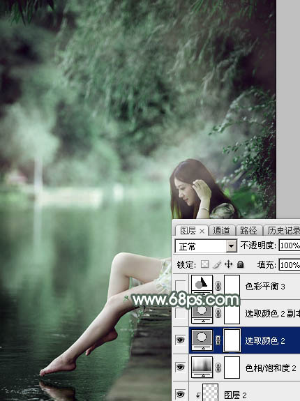 PS影楼后期教程 打造甜美暗绿色河边美女图片 图28
