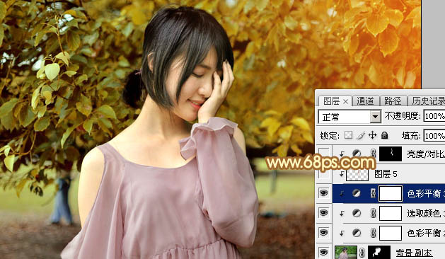 Photoshop打造晨曦阳光色公园美女图片 图29