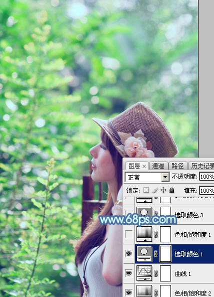 PS图片后期处理教程 调出清新淡调蓝绿色外景人物照片 图14