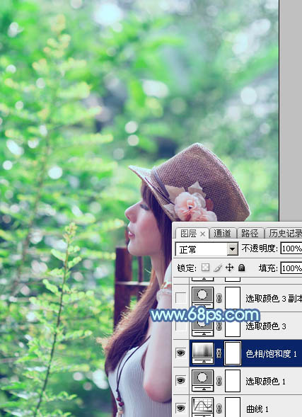 PS图片后期处理教程 调出清新淡调蓝绿色外景人物照片 图16