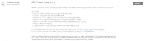 苹果OS X 10.11.1与watchOS 2.0.1相继发布