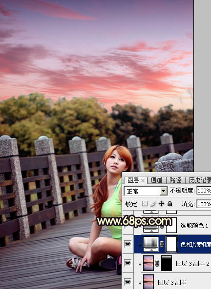 Photoshop后期调色教程：打造唯美橙色霞光色外景美女照片 图26