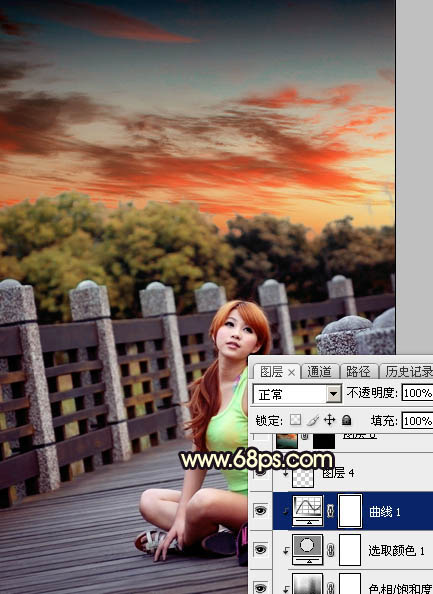 Photoshop后期调色教程：打造唯美橙色霞光色外景美女照片 图32