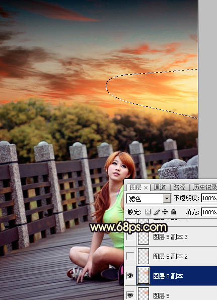 Photoshop后期调色教程：打造唯美橙色霞光色外景美女照片 图35