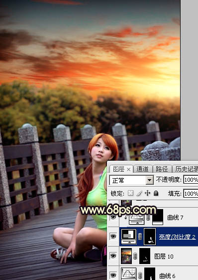 Photoshop后期调色教程：打造唯美橙色霞光色外景美女照片 图43
