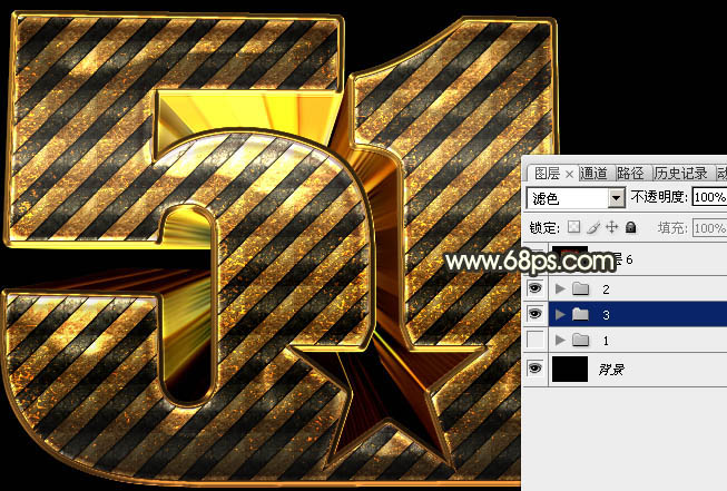 Photoshop文字教程制作五一金色立体字 图33