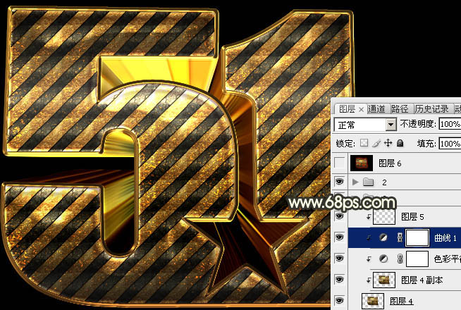 Photoshop文字教程制作五一金色立体字 图32