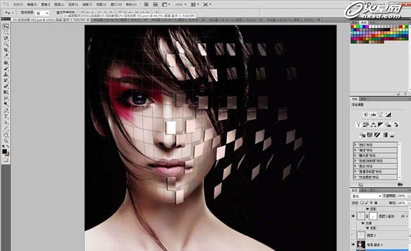 CG美女脸部创意碎片剥落效果PS制作教程 图6
