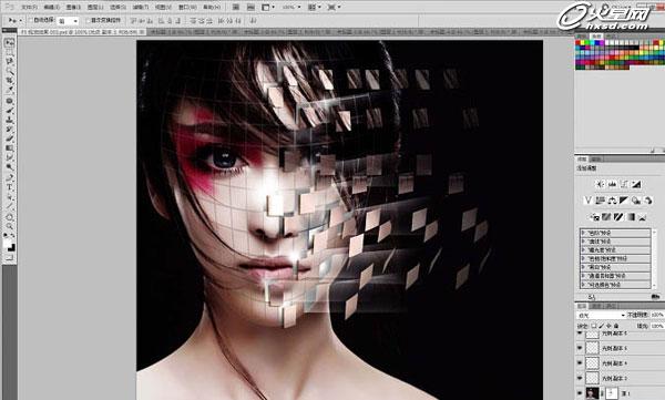 CG美女脸部创意碎片剥落效果PS制作教程 图7