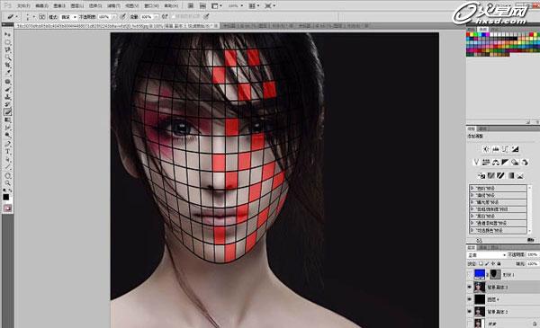 CG美女脸部创意碎片剥落效果PS制作教程 图4