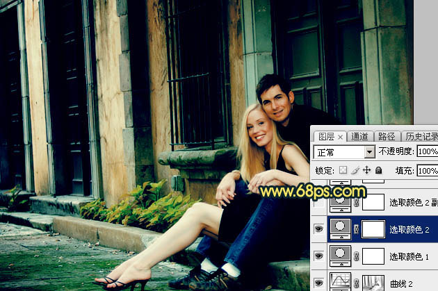 Photoshop影楼照片后期教程 打造欧美暗青色情侣照片效果 图19