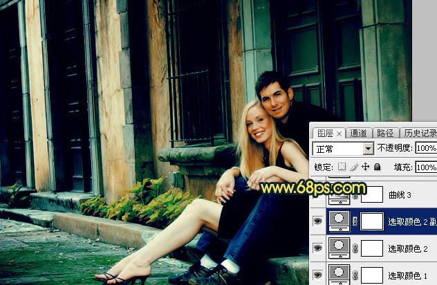 Photoshop影楼照片后期教程 打造欧美暗青色情侣照片效果 图20