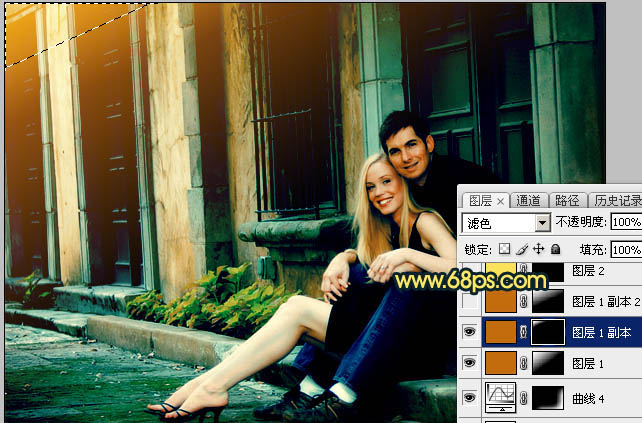 Photoshop影楼照片后期教程 打造欧美暗青色情侣照片效果 图25