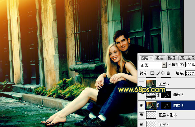 Photoshop影楼照片后期教程 打造欧美暗青色情侣照片效果 图32