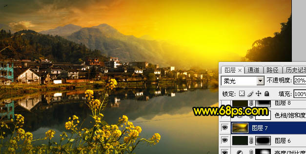 Photoshop打造暗调霞光色水边古镇图片后期教程 图33