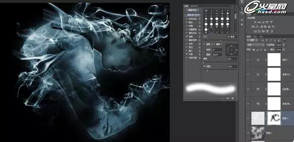 利用PS烟雾笔刷制作抽象人像海报效果 图19