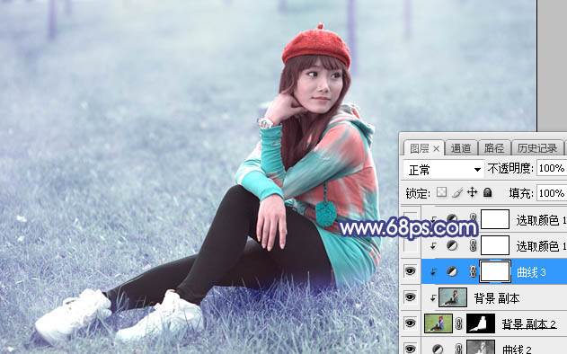 Photoshop打造时尚梦幻青蓝色外景人像照片教程 图15