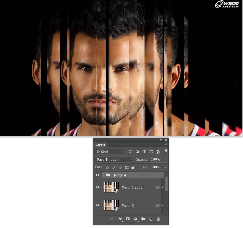 Photoshop打造人像照片MV分散镜面效果 图18