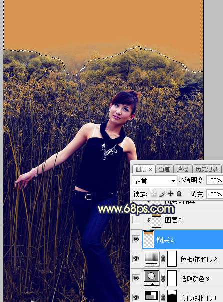 Photoshop秋季霞光色外景照片后期调色教程 图22
