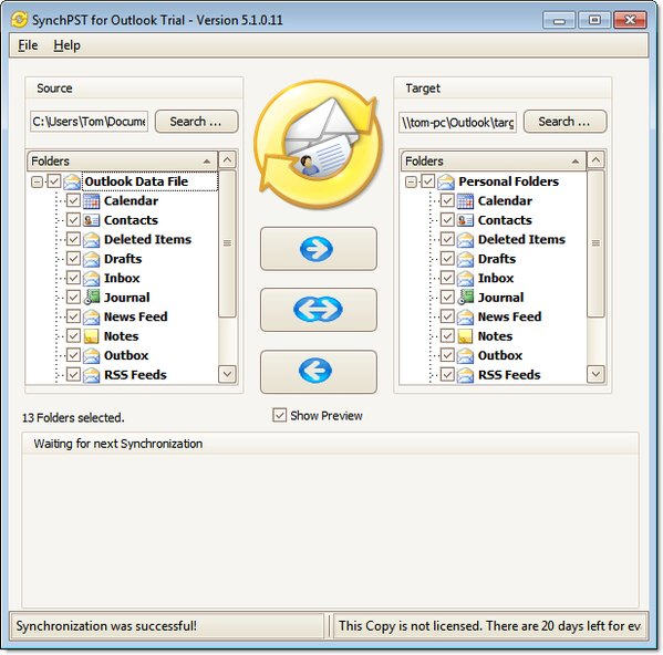 SynchPst for Outlook Professional