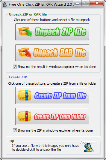 Free One Click ZIP & RAR Wizard