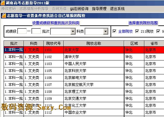 湖南高考誌願指導2013版