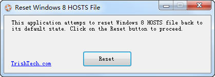 Reset Windows 8 Hosts File