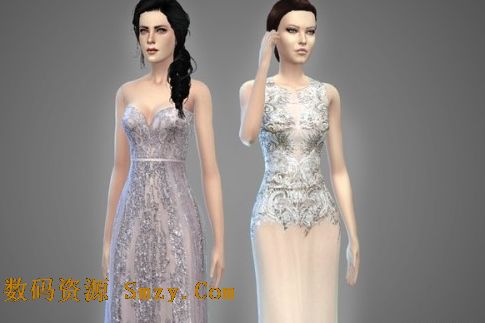 模擬人生4女性高檔蕾絲雪紡禮服MOD