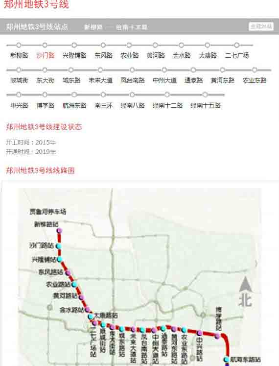 郑州地铁3号线线路规划图