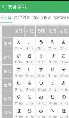 日语发音单词会话app界面