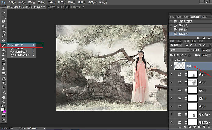 Photoshop快速处理中式古典园林人像照片后期教程 图14