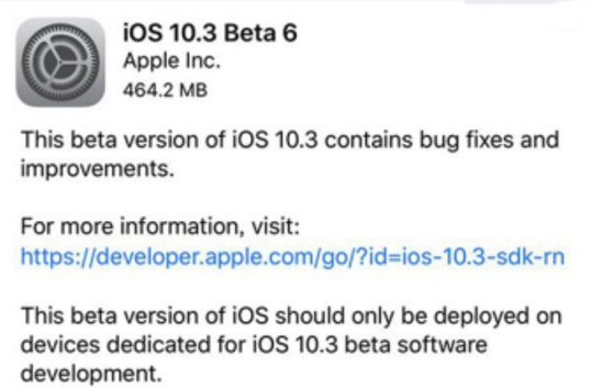 苹果iOS10.3 Beta6固件iPhone6/6s 官方最新版