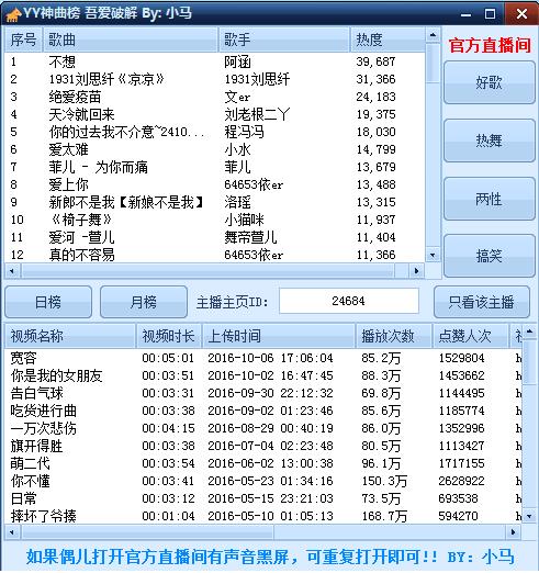yy神曲榜单吾爱小马版