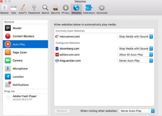 macOS High Sierra中Safari的新功能界面