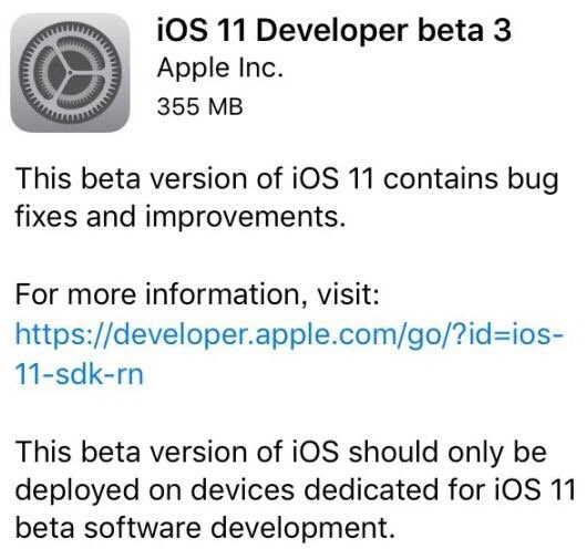 苹果iOS11Beta3固件预览版iphone7最新版