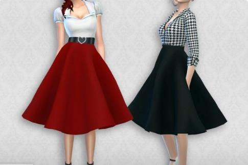 模拟人生4女式复古风裙子MOD
