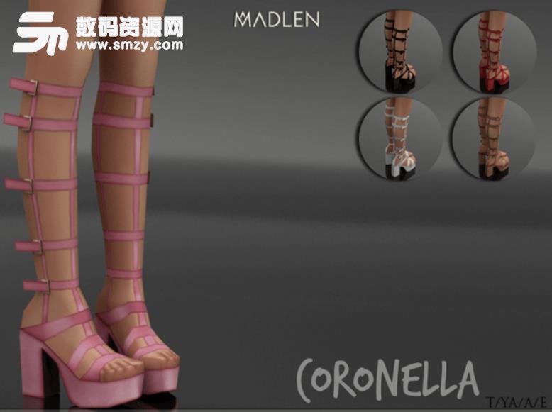 模拟人生4Coronella女士厚底高跟皮带凉鞋MOD
