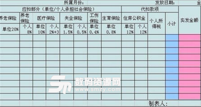 员工工资表模板电脑版