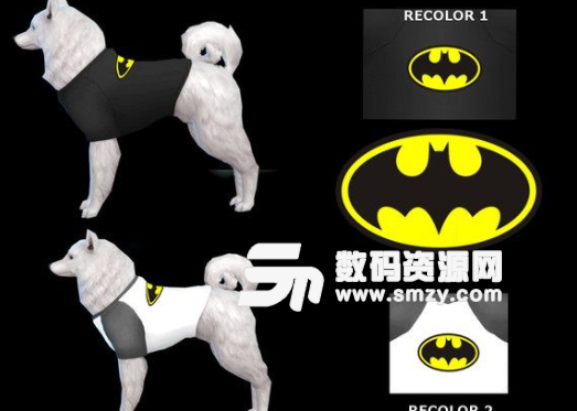 模拟人生4大型犬蝙蝠侠T恤狗狗服装MOD