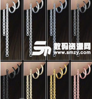 模拟人生4韩系三孔带链金属耳环MOD免费版