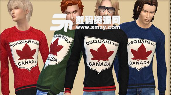 模拟人生4男士加拿大枫叶印花毛衣MOD