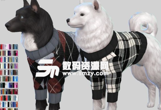 模拟人生4大型犬格子毛衣整合包MOD