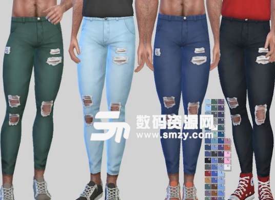 模拟人生4Denim肌肉感破洞牛仔裤MOD